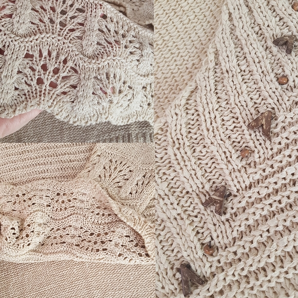 🎊HP🎊 Marie Claire Boho Crochet Hollow Out Breathable Knit Light Weight Sweater - Picture 5 of 12